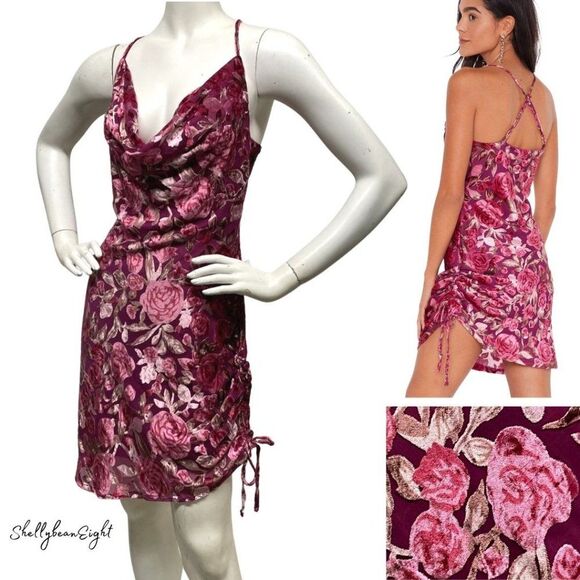 NASTY GAL Whats Growin Down Velvet BurnOut Dress 0 - Picture 2 of 13